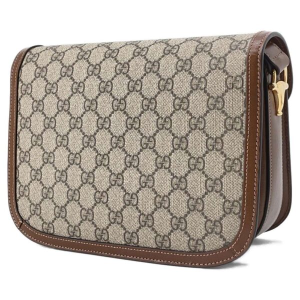 9444980 02 Gucci 1955 Horsebit GG Supreme Shoulder Bag Brown