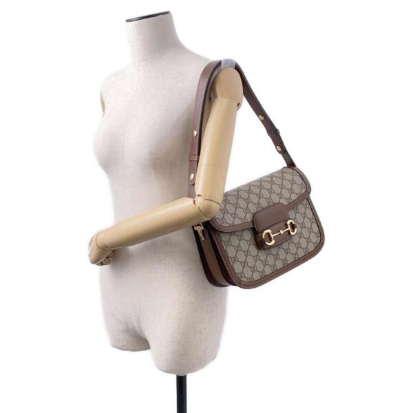 9444980 04 Gucci 1955 Horsebit GG Supreme Shoulder Bag Brown