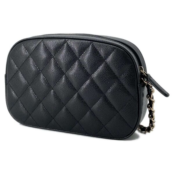 9454576 02 Chanel Matelasse Coco Mark Caviar Chain Clutch Bag Black