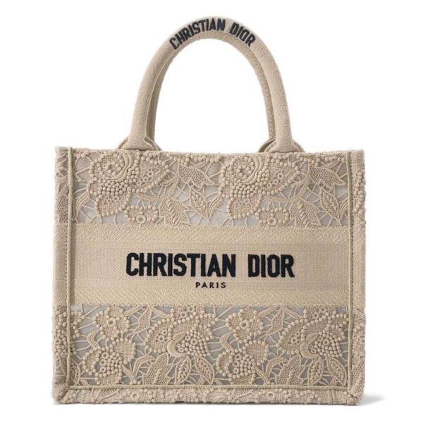 9456044 01 Christian Dior Book Tote Lace Canvas Small Handbag