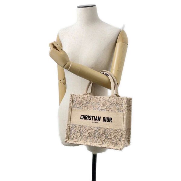 9456044 04 Christian Dior Book Tote Lace Canvas Small Handbag