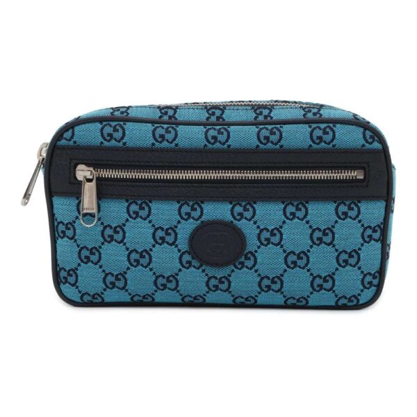 9462489 01 Gucci GG Canvas Waist Bag Blue