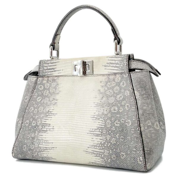 9463240 02 Fendi Mini Peekaboo Lizard 2WAY Bag White