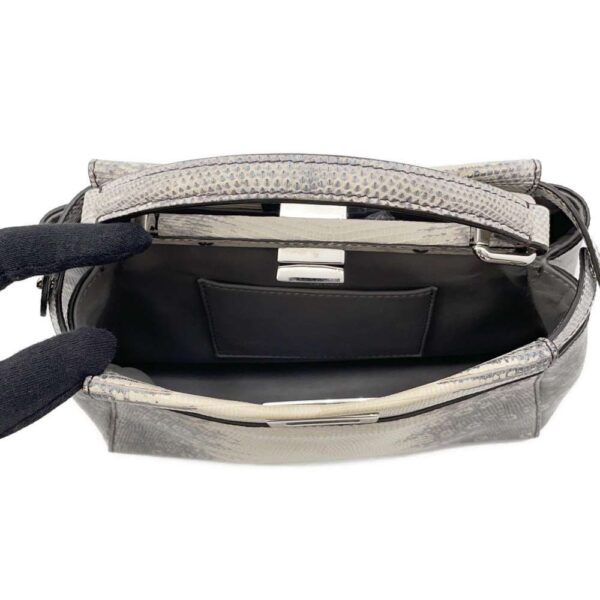 9463240 06 Fendi Mini Peekaboo Lizard 2WAY Bag White