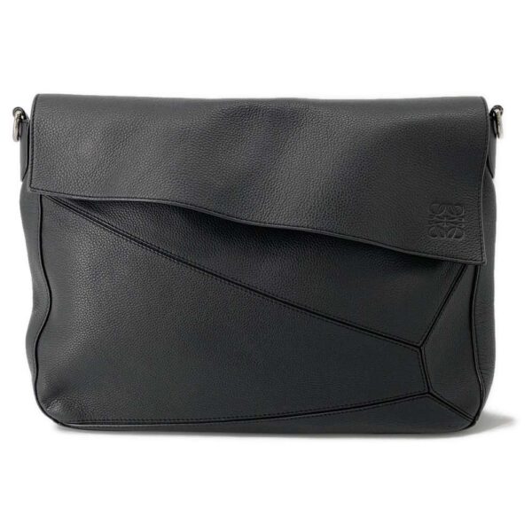 9463363 01 Loewe Puzzle Messenger Anagram Leather Shoulder Bag Black