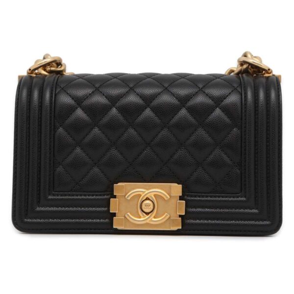 9464049 01 Chanel Boy Chanel Small Matelasse Coco Mark Lambskin Shoulder Bag Black