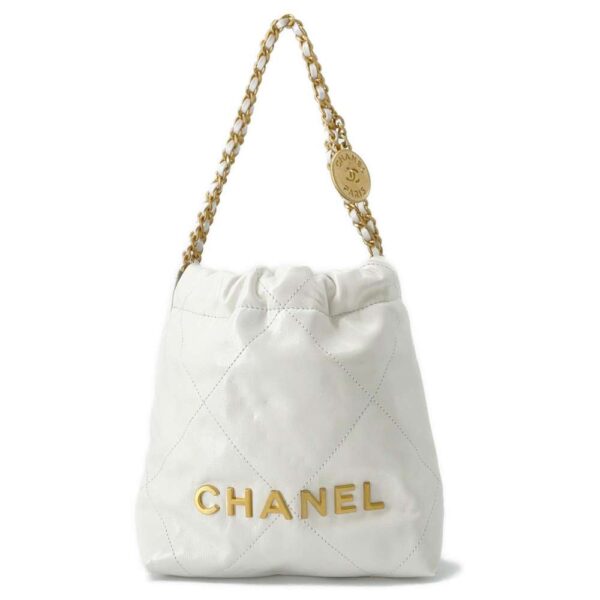 9464100 01 Chanel 22 Mini Calfskin Bag White