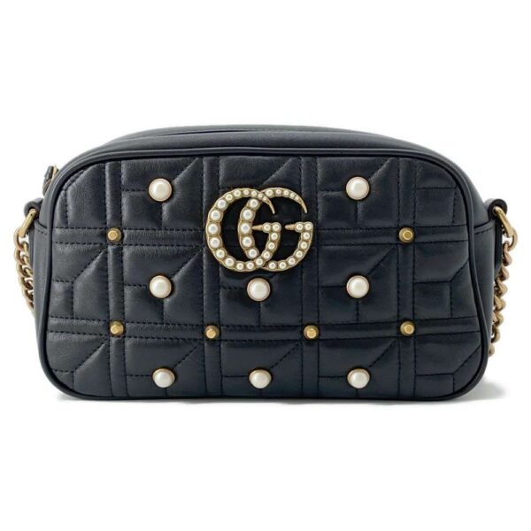 9471894 01 Gucci GG Marmont Quilted Small Shoulder Bag Black