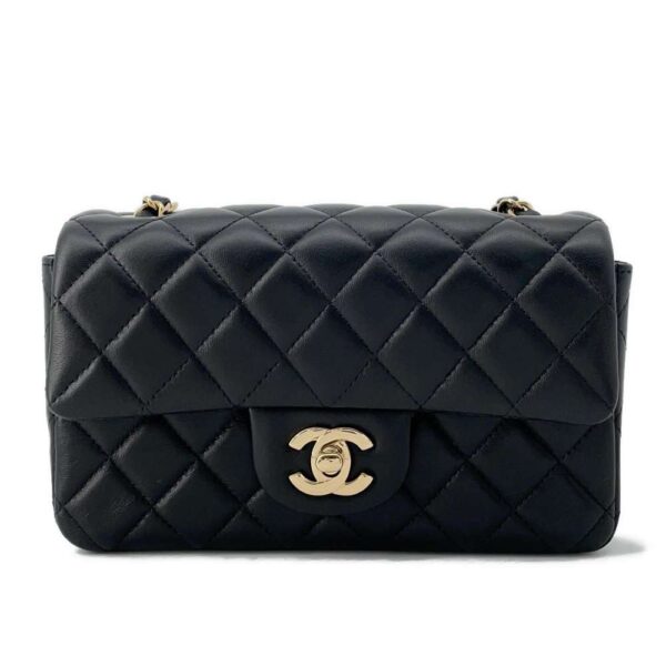 9481978 01 Chanel Coco Mark Lambskin Mini Flap Shoulder Bag Black