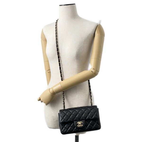 9481978 04 Chanel Coco Mark Lambskin Mini Flap Shoulder Bag Black