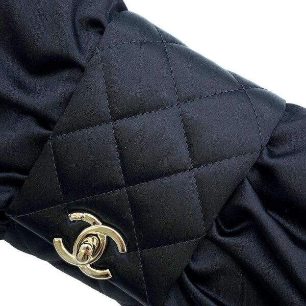 9492851 07 Chanel Medietar Coco Mark Satin Shoulder Bag Black