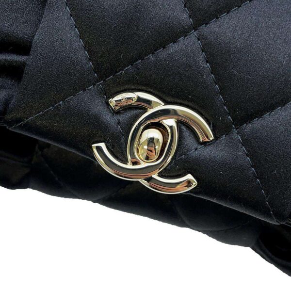 9492851 08 Chanel Medietar Coco Mark Satin Shoulder Bag Black