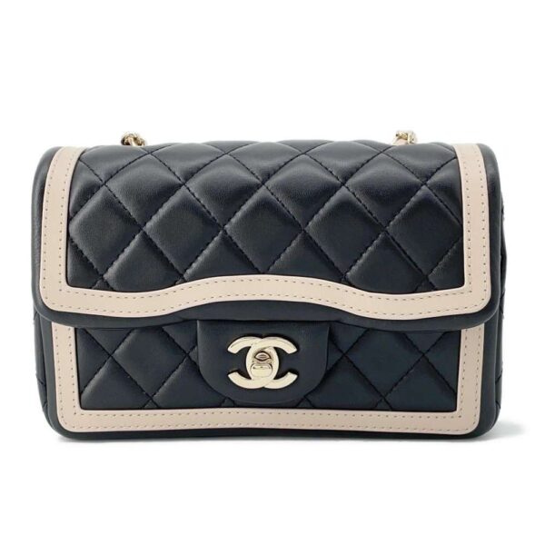 9497696 01 Chanel Matelasse Coco Mark Lambskin Shoulder Bag Black