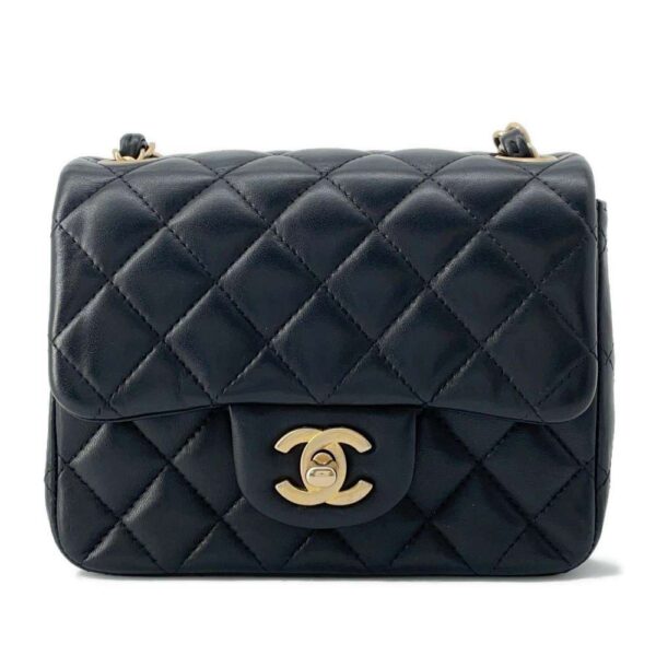 9498266 01 Chanel Matelasse Mini Lambskin Shoulder Bag Black