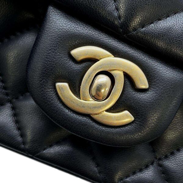 9498266 11 Chanel Matelasse Mini Lambskin Shoulder Bag Black