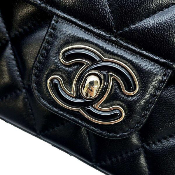 9502390 07 Chanel Mini Matelasse Coco Mark Heart Lambskin Shoulder Bag Black