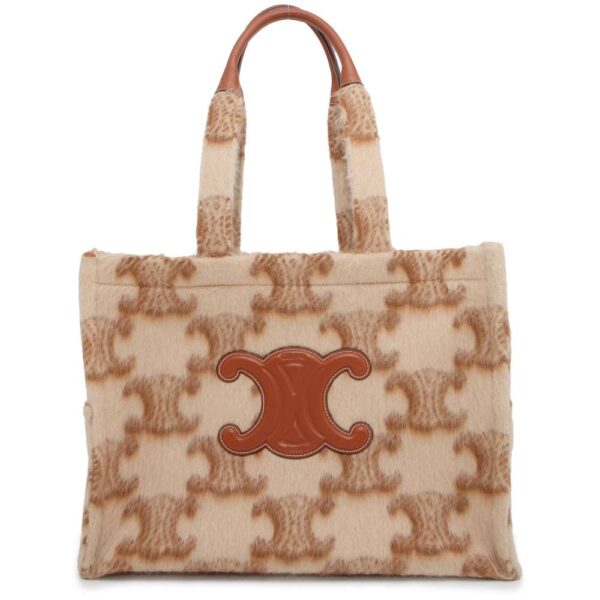 9502789 01 Celine Triomphe Hippo Large Mohair Leather Tote Bag