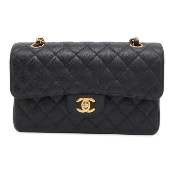 9504929 01 Chanel Matelasse 23 Coco Mark Double Chain Caviar Shoulder Bag Black