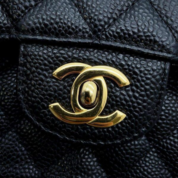 9504929 12 Chanel Matelasse 23 Coco Mark Double Chain Caviar Shoulder Bag Black