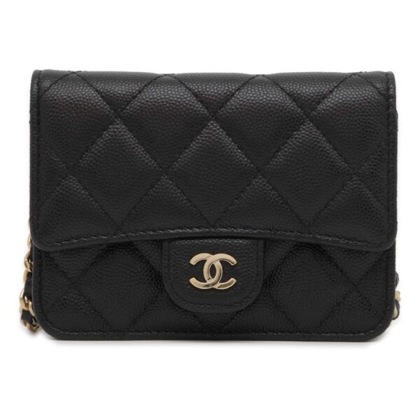 9506923 01 Chanel Cocomark Matelasse Caviar Pochette Black