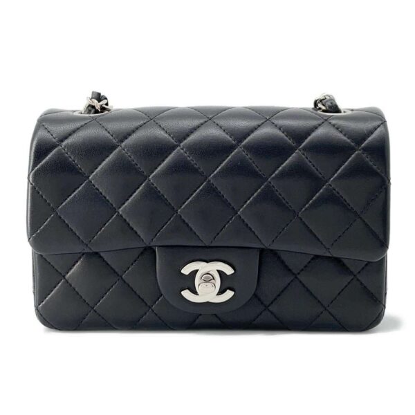 9514935 01 Chanel Mini Matelasse Coco Mark Lambskin Shoulder Bag Black