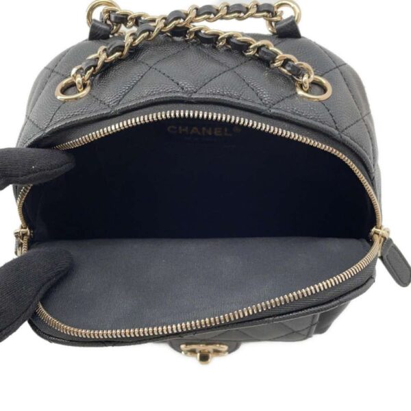 9516588 05 Chanel Mini Matelasse Coco Mark Caviar Backpack Bag Black