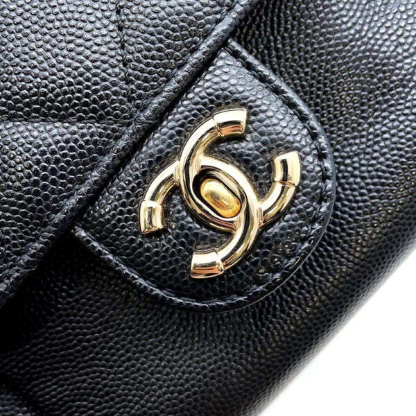 9516588 08 Chanel Mini Matelasse Coco Mark Caviar Backpack Bag Black