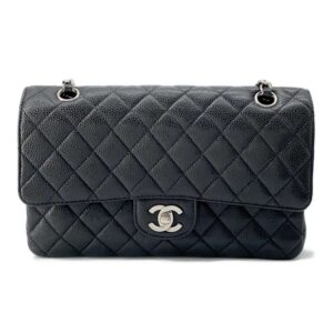 9525269 01 CHANEL 25 Matelasse Lambskin Double Chain Shoulder Bag Black