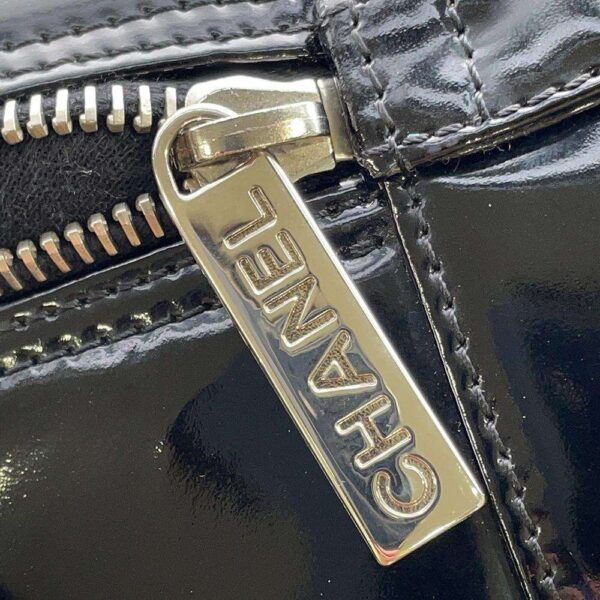 9534568 09 Chanel Coco Mark Chocolate Bar Patent Bag Black