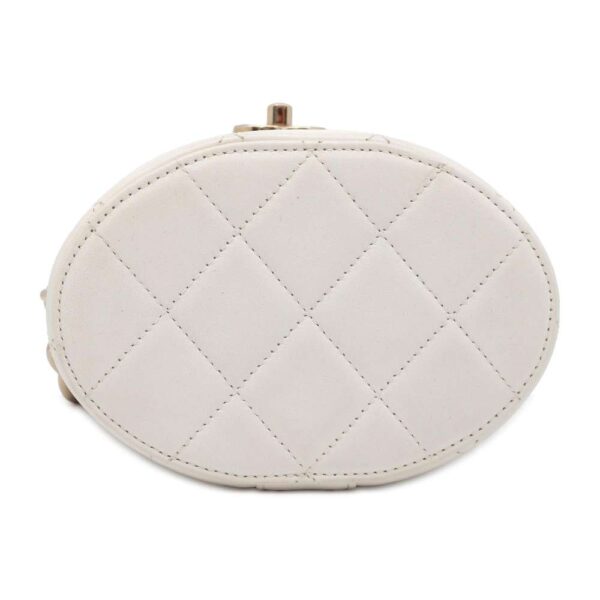 9535756 03 Chanel Matelasse Coco Mark Vanity Lambskin Shoulder Bag White