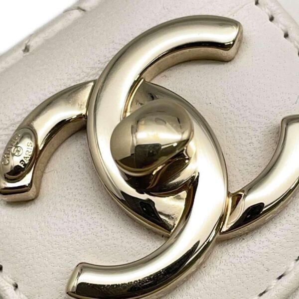 9535756 07 Chanel Matelasse Coco Mark Vanity Lambskin Shoulder Bag White