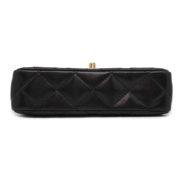 9536029 03 Chanel Matelasse Top Handle Lambskin Shoulder Bag Black