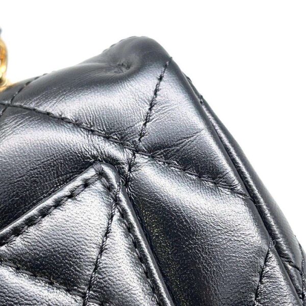 9536029 07 Chanel Matelasse Top Handle Lambskin Shoulder Bag Black