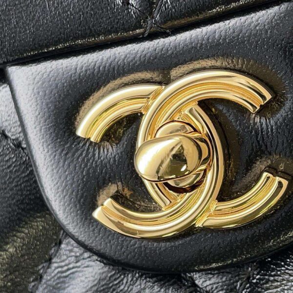 9536029 08 Chanel Matelasse Top Handle Lambskin Shoulder Bag Black