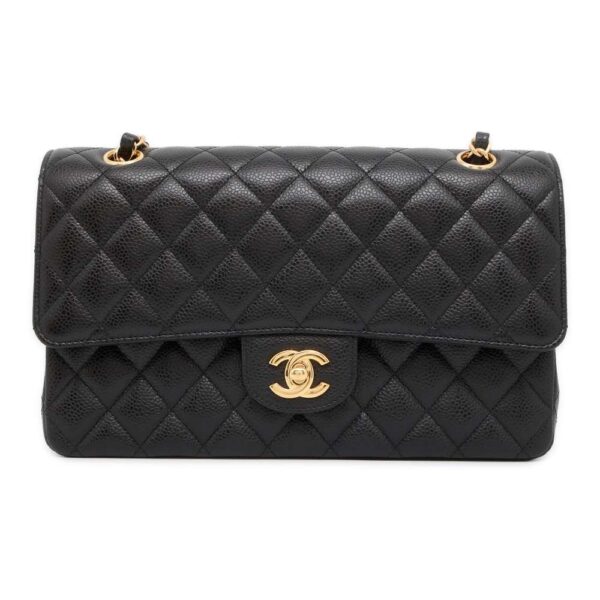 9544758 01 Chanel Matelasse 25 Coco Mark Double Chain Caviar Bag Black