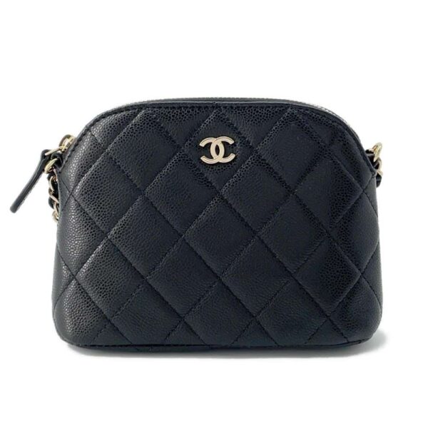 9557413 01 Chanel Matelasse Coco Mark Caviar Shoulder Bag Black