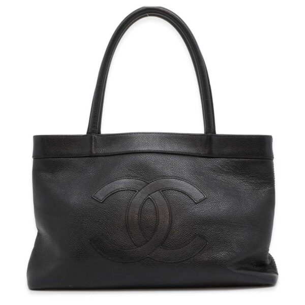 9567436 01 Chanel Cocomark Caviar Shoulder Tote Bag Black