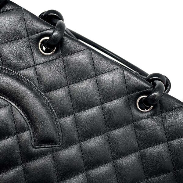 9573895 10 Chanel Cambon Line Cocomark Calfskin Tote Bag Black