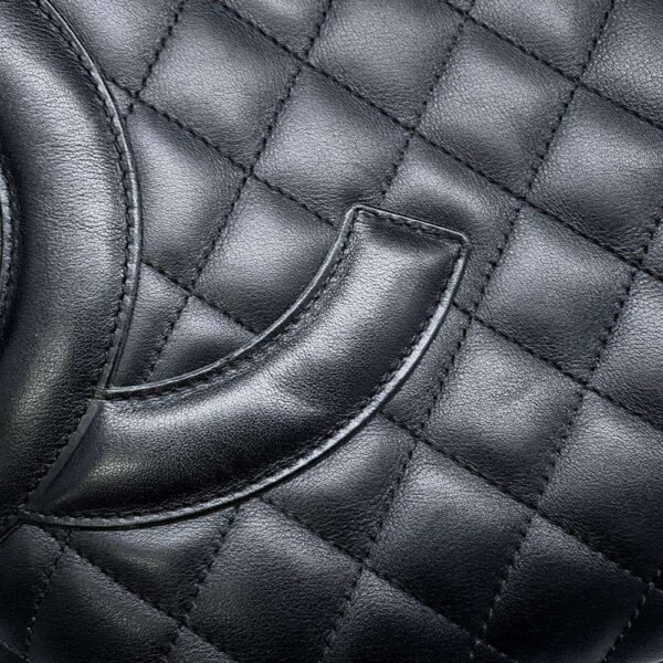 9573895 11 Chanel Cambon Line Cocomark Calfskin Tote Bag Black