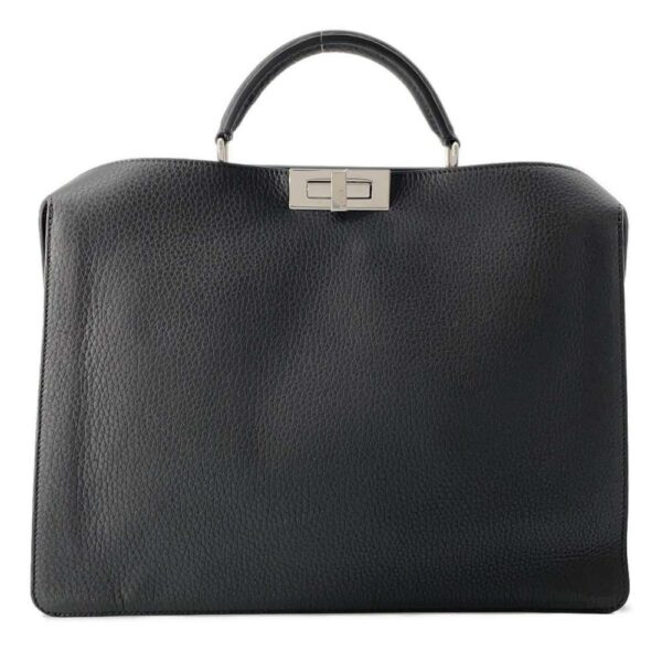 9587908 01 Fendi Peekaboo Isee You Medium Leather 2WAY Business Bag Black