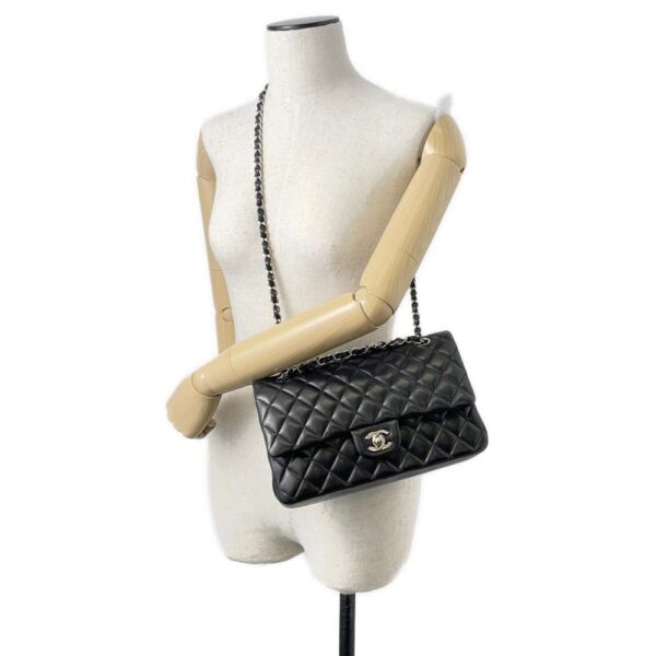 9590014 05 Chanel Matelasse 25 Cocomark Lambskin Double Chain Shoulder Bag Black