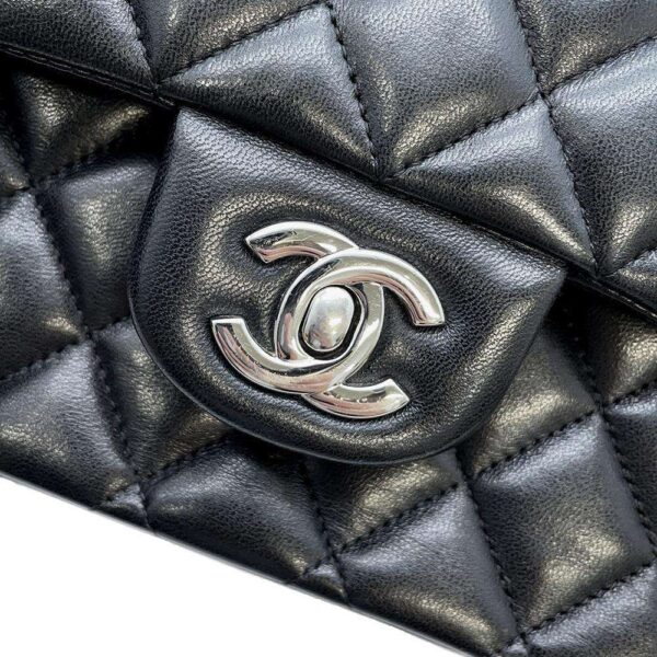 9590014 13 Chanel Matelasse 25 Cocomark Lambskin Double Chain Shoulder Bag Black