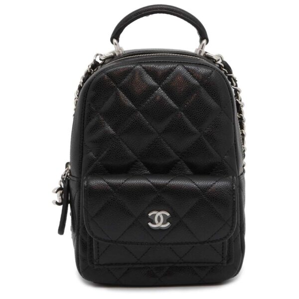 9593985 01 Chanel Matelasse Cocomark Caviar Mini Backpack Black