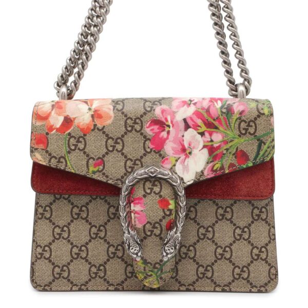 9604209 01 Gucci Dionysus GG Supreme Mini Flower Chain Shoulder Bag