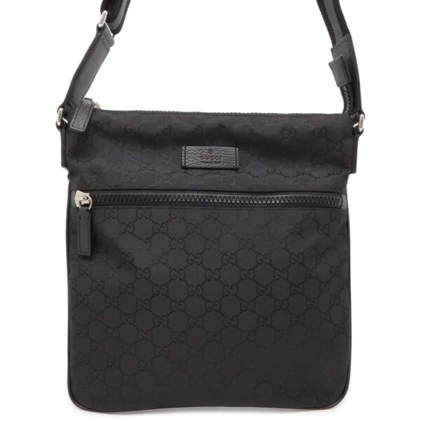 9604223 01 Gucci GG Nylon Shoulder Bag Black