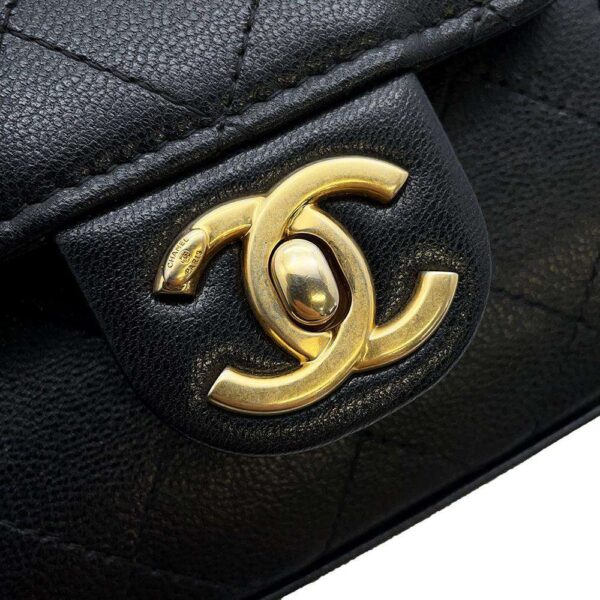 9604278 09 Chanel Pearl Cocomark Flap Lambskin Shoulder Bag Black