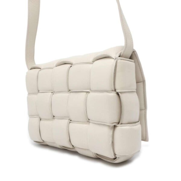 9606180 02 Bottega Veneta Padded Cassette Maxi Intrecciato Shoulder Bag White