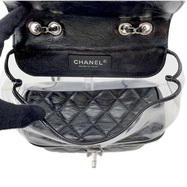 9606364 06 Chanel Matelasse Cocomark Clear Leather Shoulder Bag Black