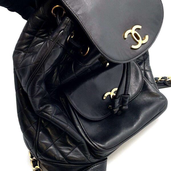 9606371 08 Chanel Matelasse Chain Cocomark Leather Backpack Black