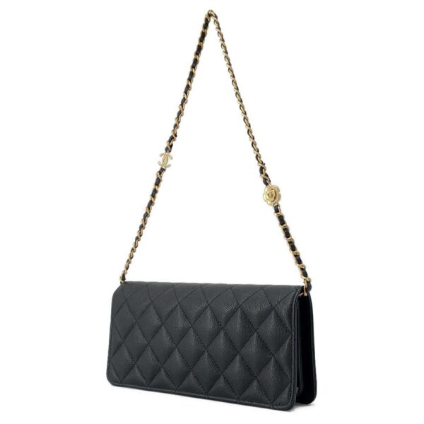 9606524 02 Chanel Camellia Cocomark Caviar Shoulder Bag Black